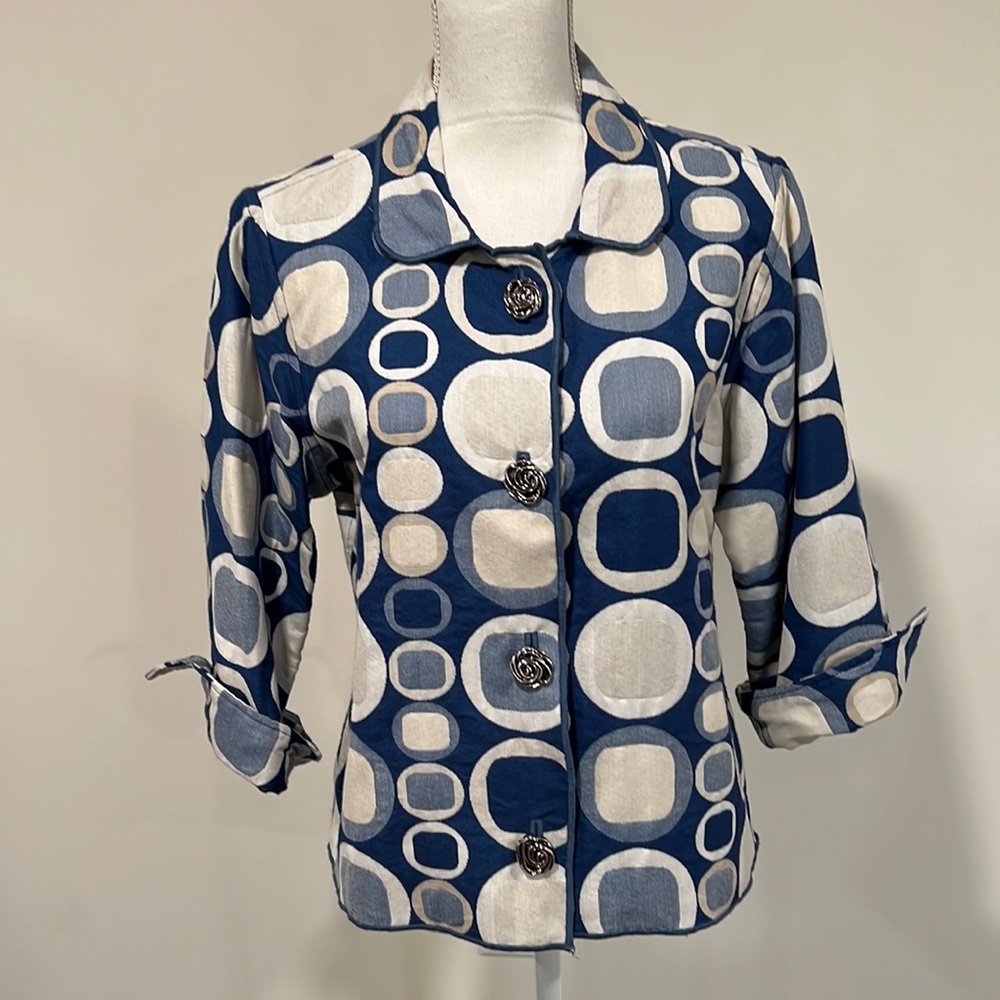 Winding River Reversible Geometric blue Print Jacket Size Medium